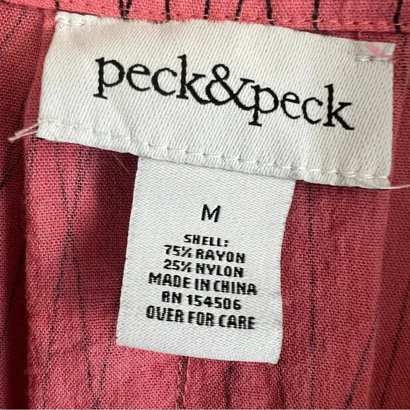 PECK & PECK Long Sleeve Lagenlook Button Up Tunic Blouse Shacket Size Medium - Picture 4 of 10